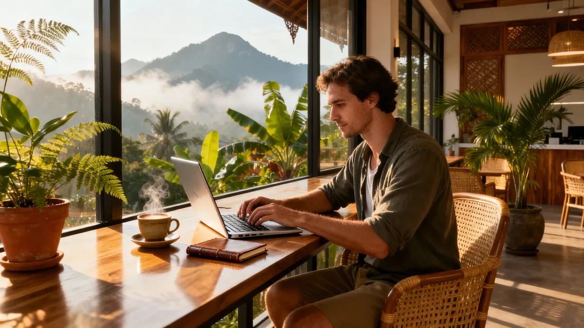 Digital nomad working at coworking space in Chiang Mai
